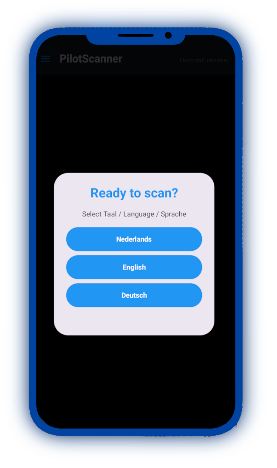 PilotScanner taal selecteren
